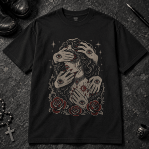 Masquerade Occult Woman T-shirt - Black - S - Inked 13 - Unisex alternative tattoo apparel.