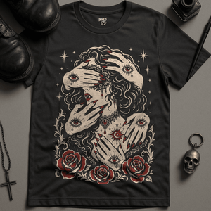 Masquerade Occult Woman T-Shirt - Dark Grey - S - Inked 13 Ltd Unisex alternative tattoo apparel