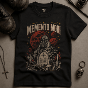 Memento Mori (New Style) T-shirt - Black - S - Inked 13 Ltd Unisex alternative tattoo apparel
