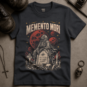 Memento Mori (New Style) T-shirt - Graphite - S - Inked 13 Ltd Unisex alternative tattoo apparel
