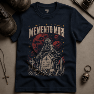 Memento Mori (New Style) T-shirt - True Navy - S - Inked 13 Ltd Unisex alternative tattoo apparel