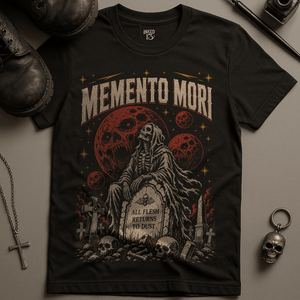 Memento Mori Space T-Shirt - Black - S - Inked 13 Ltd Unisex alternative tattoo apparel