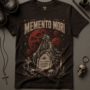 Memento Mori Space T-Shirt - Brown - S - Inked 13 Ltd Unisex alternative tattoo apparel