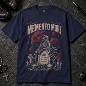 Memento Mori T-shirt - True Navy - S - Inked 13 - Unisex alternative tattoo apparel.