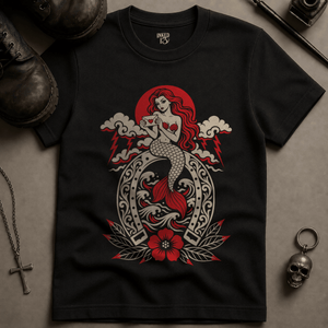 Mermaid Love Letter T-shirt - Black - S - Inked 13 Ltd Unisex alternative tattoo apparel