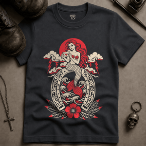 Mermaid Love Letter T-shirt - Graphite - S - Inked 13 Ltd Unisex alternative tattoo apparel