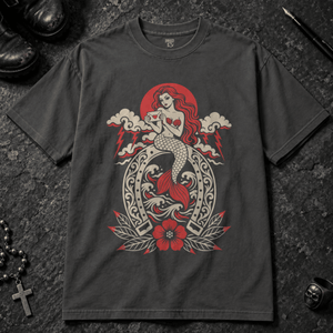 Mermaid Love Letter T-shirt - Graphite - S - Inked 13 - Unisex alternative tattoo apparel.