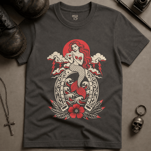 Mermaid Love Letter T-shirt - Pepper - S - Inked 13 Ltd Unisex alternative tattoo apparel