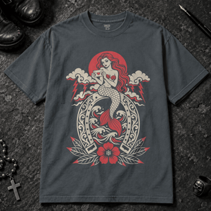 Mermaid Love Letter T-shirt - Pepper - S - Inked 13 - Unisex alternative tattoo apparel.