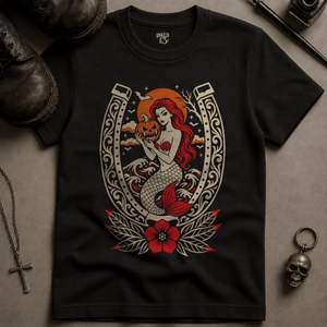 Mermaid Pumpkin T-shirt - Black - S - Inked 13 Ltd Unisex alternative tattoo apparel