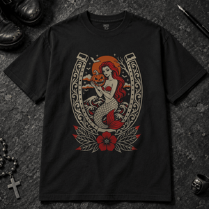 Mermaid Pumpkin T-shirt - Black - S - Inked 13 - Unisex alternative tattoo apparel.