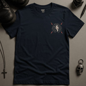 Mermaid Trapped In Mirror T-Shirt - Navy - S - Inked 13 Ltd Unisex alternative tattoo apparel