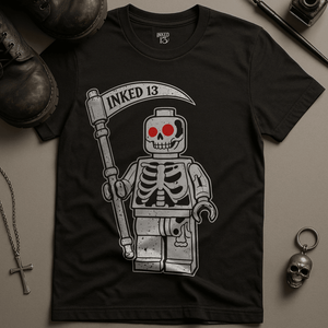 Minifigure Reaper I13 T-Shirt - Black - S - Inked 13 Ltd Unisex alternative tattoo apparel