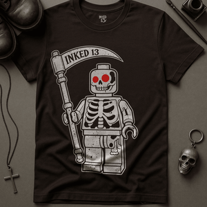 Minifigure Reaper I13 T-Shirt - Brown - S - Inked 13 Ltd Unisex alternative tattoo apparel