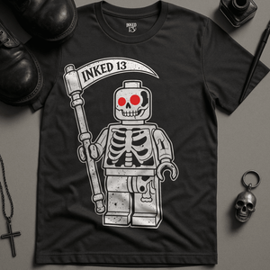 Minifigure Reaper I13 T-Shirt - Dark Grey - S - Inked 13 Ltd Unisex alternative tattoo apparel