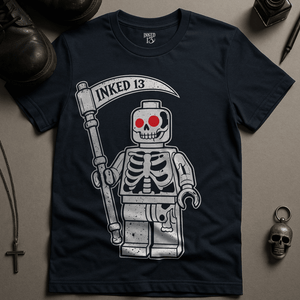 Minifigure Reaper I13 T-Shirt - Navy - S - Inked 13 Ltd Unisex alternative tattoo apparel