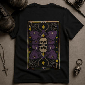 Moth Jack Of Spades T-shirt - Black - S - Inked 13 Ltd Unisex alternative tattoo apparel