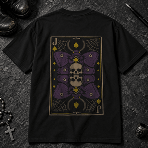 Moth Jack Of Spades T-shirt - Black - S - Inked 13 - Unisex alternative tattoo apparel.