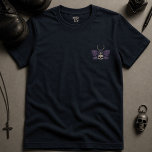 Moth Jack Of Spades T-shirt - True Navy - S - Inked 13 Ltd Unisex alternative tattoo apparel