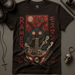 Mothman Ramen T-Shirt - Brown - S - Inked 13 Ltd Unisex alternative tattoo apparel