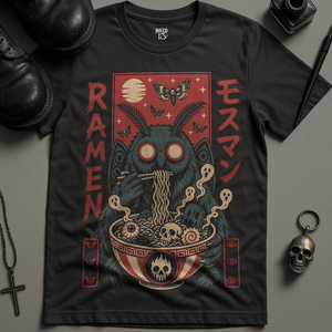 Mothman Ramen T-Shirt - Dark Grey - S - Inked 13 Ltd Unisex alternative tattoo apparel