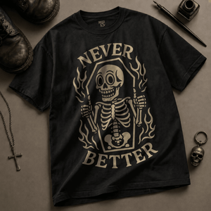 Never Better Heavyweight T-shirt - Black - S - Inked 13 Ltd Unisex alternative tattoo apparel