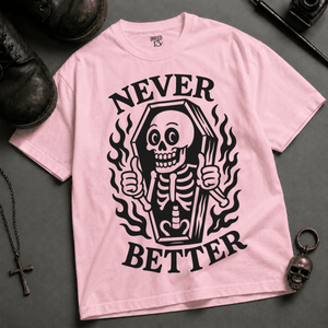 Never Better Heavyweight T-shirt - Blossom - XL - Inked 13 Ltd Unisex alternative tattoo apparel
