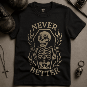 Never Better T-shirt (New Style) - Black - S - Inked 13 Ltd Unisex alternative tattoo apparel