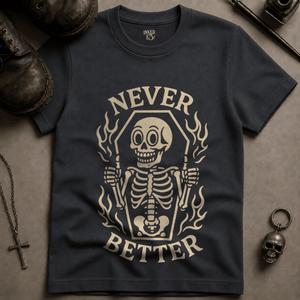 Never Better T-shirt (New Style) - Graphite - S - Inked 13 Ltd Unisex alternative tattoo apparel