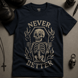 Never Better T-shirt (New Style) - True Navy - S - Inked 13 Ltd Unisex alternative tattoo apparel