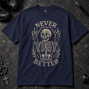 Never Better T-shirt - True Navy - S - Inked 13 - Unisex alternative tattoo apparel.
