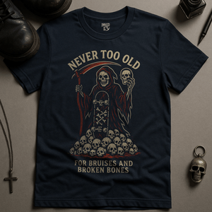 Never Too Old Skateboard T-Shirt - Navy - S - Inked 13 Ltd