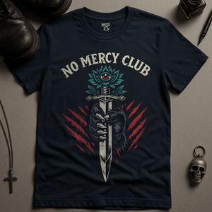 No Mercy Club T-Shirt - Navy - S - Inked 13 Ltd Unisex alternative tattoo apparel