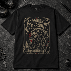 No Mourning Person T-shirt - Black - S - Inked 13 - Unisex alternative tattoo apparel.