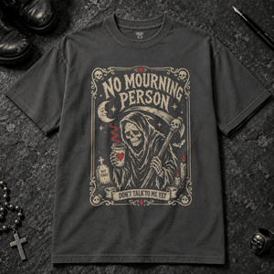 No Mourning Person T-shirt - Graphite - S - Inked 13 - Unisex alternative tattoo apparel.