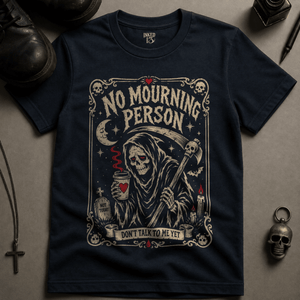 No Mourning Person T-shirt - True Navy - S - Inked 13 Ltd Unisex alternative tattoo apparel