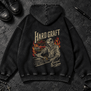 No Shortcuts Washed Hoodie - Black Beauty - S - Inked 13 - Unisex alternative tattoo apparel.