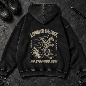 No Stopping Now Turtle Washed Hoodie - Black Beauty - S - Inked 13 Ltd Unisex alternative tattoo apparel
