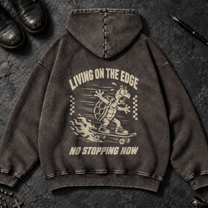 No Stopping Now Turtle Washed Hoodie - Dark Gray - S - Inked 13 Ltd Unisex alternative tattoo apparel