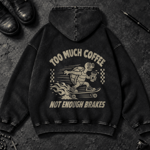 Not Enough Brakes Turtle Washed Hoodie - Black Beauty - S - Inked 13 Ltd Unisex alternative tattoo apparel