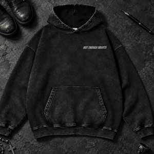 Not Enough Brakes Turtle Washed Hoodie - Black Beauty - S - Inked 13 Ltd Unisex alternative tattoo apparel