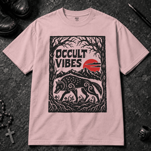Occult Vibes Wolf T-shirt - Blossom - S - Inked 13 - Unisex alternative tattoo apparel.