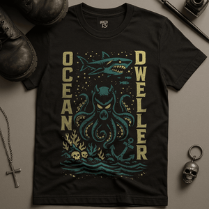 Ocean Dweller T-Shirt - Black - S - Inked 13 Ltd Unisex alternative tattoo apparel