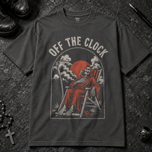 Off The Clock T-shirt - Graphite - S - Inked 13 - Unisex alternative tattoo apparel.