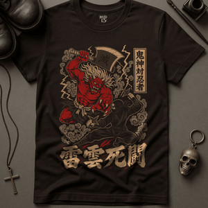 Oni Demon Ninja T-Shirt - Brown - S - Inked 13 Ltd Unisex alternative tattoo apparel