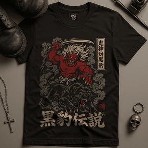Oni Demon Panther T-Shirt - Black - S - Inked 13 Ltd Unisex alternative tattoo apparel