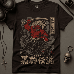 Oni Demon Panther T-Shirt - Brown - S - Inked 13 Ltd Unisex alternative tattoo apparel