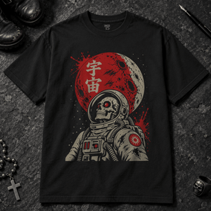 Outer Space Skeleton T-shirt - Black - S - Inked 13 - Unisex alternative tattoo apparel.