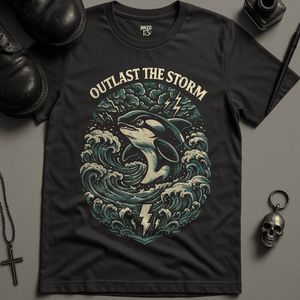 Outlast The Storm T-Shirt - Dark Grey - S - Inked 13 Ltd Unisex alternative tattoo apparel