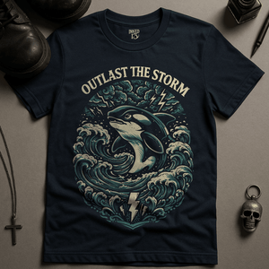 Outlast The Storm T-Shirt - Navy - S - Inked 13 Ltd Unisex alternative tattoo apparel